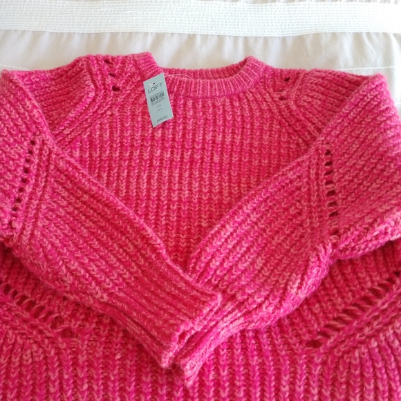 NWT Loft pink cable knit sweater, PXS - Picture 3 of 7